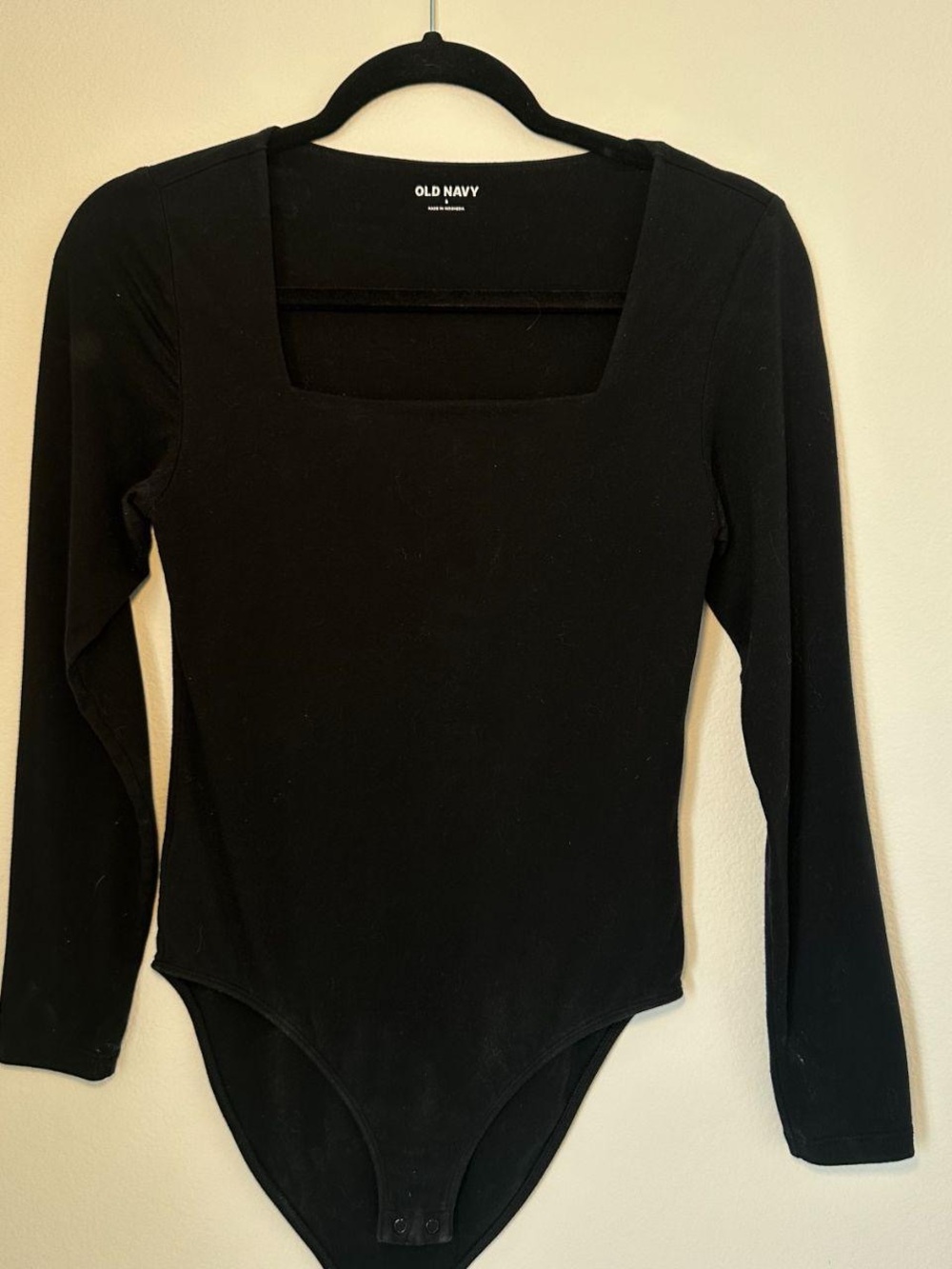 Old Navy Black Long Sleeve Square Neck Bodysuit